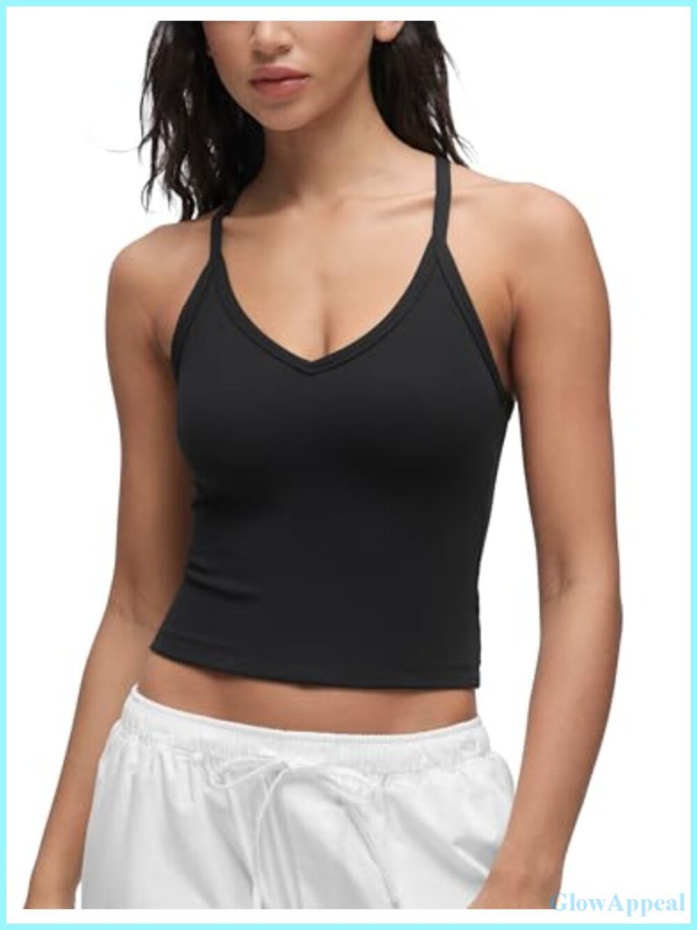 CRZ YOGA Double Lined V Neck Cami Crop Tank Top